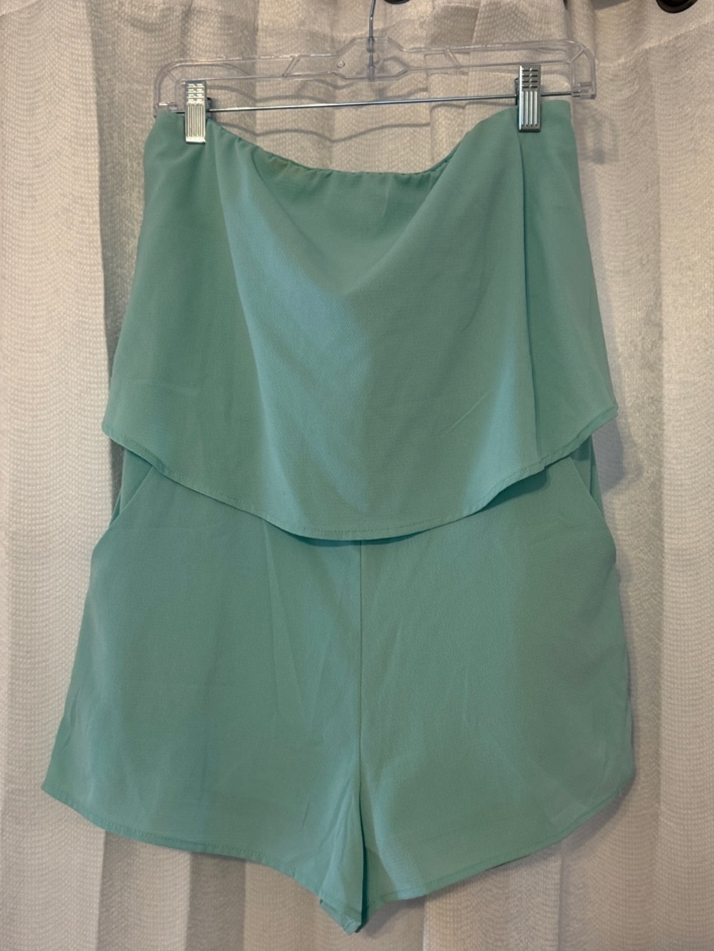 She + Sky Mint Green Strapless Romper